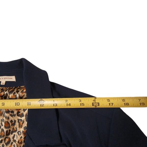 Standards & Practices Blazer Trench Sz 2X Navy Blue Long Coat Jacket Wrap Modern - Picture 9 of 15